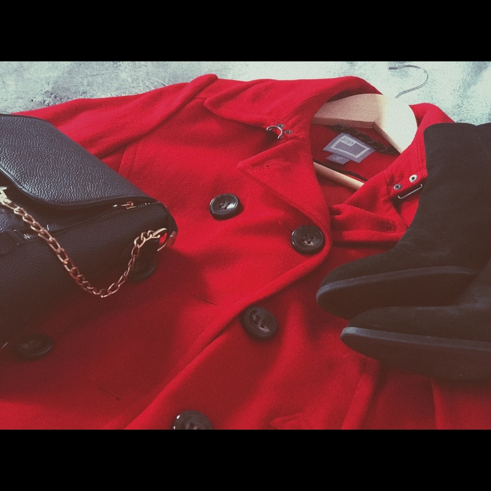 JCPENNEY | Vibrant Cabaret Red Peacoat
